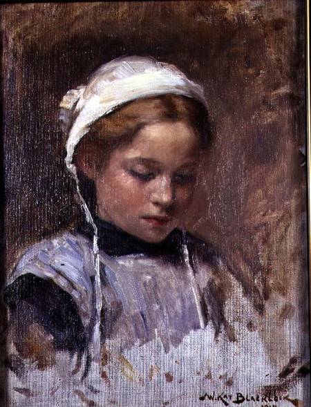 Young Girl in a Blue Pinafore à William Kay Blacklock