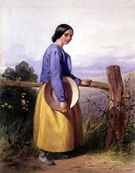A country girl standing by a fence à William Lee