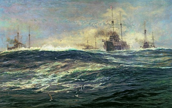 1st Battle Squadron of Dreadnoughts Steaming down the Channel in 1911 à William Lionel Wyllie