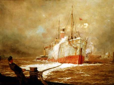 Docking a Cargo Ship à William Lionel Wyllie
