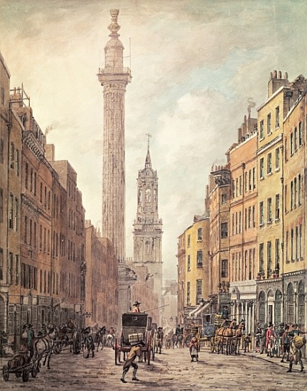 View of Fish Street Hill, Monument and St. Magnus the Martyr from Gracechurch Street, London à William Marlow