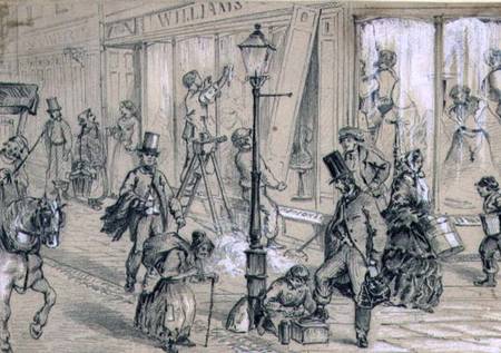 London Street Scene illustration to 'Twice Round the Clock' by George Augustus Sala (1828-96) à William McConnell