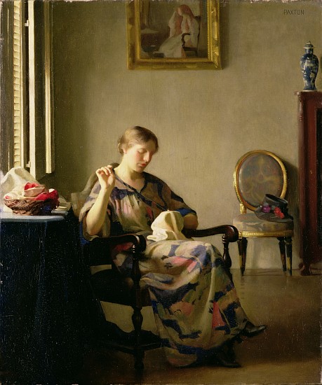 Woman Sewing à William McGregor Paxton