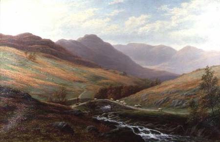 Elter Water and Langdale Pikes, Westmorland à William Mellor