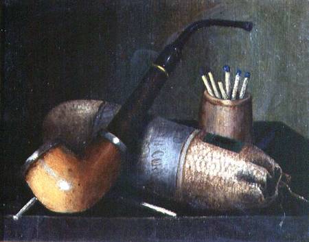 Still Life of Pipe Tobacco and Matches à William Michael Harnett