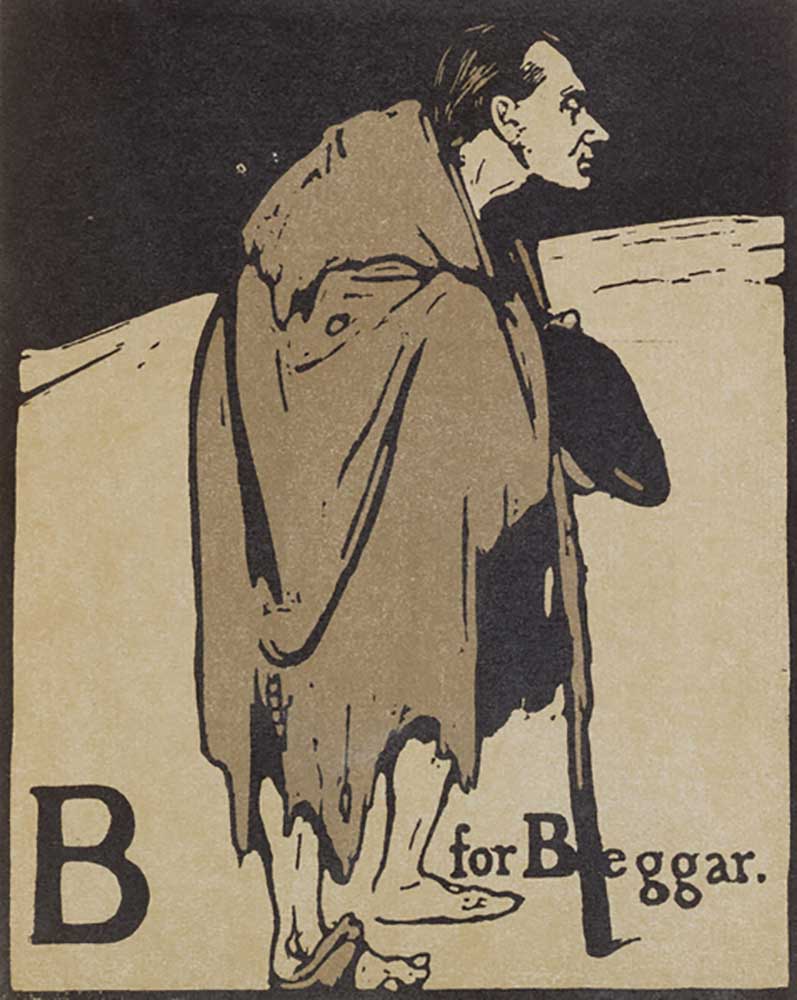 B for Beggar, illustration from An Alphabet, published by William Heinemann, 1898 à William Nicholson