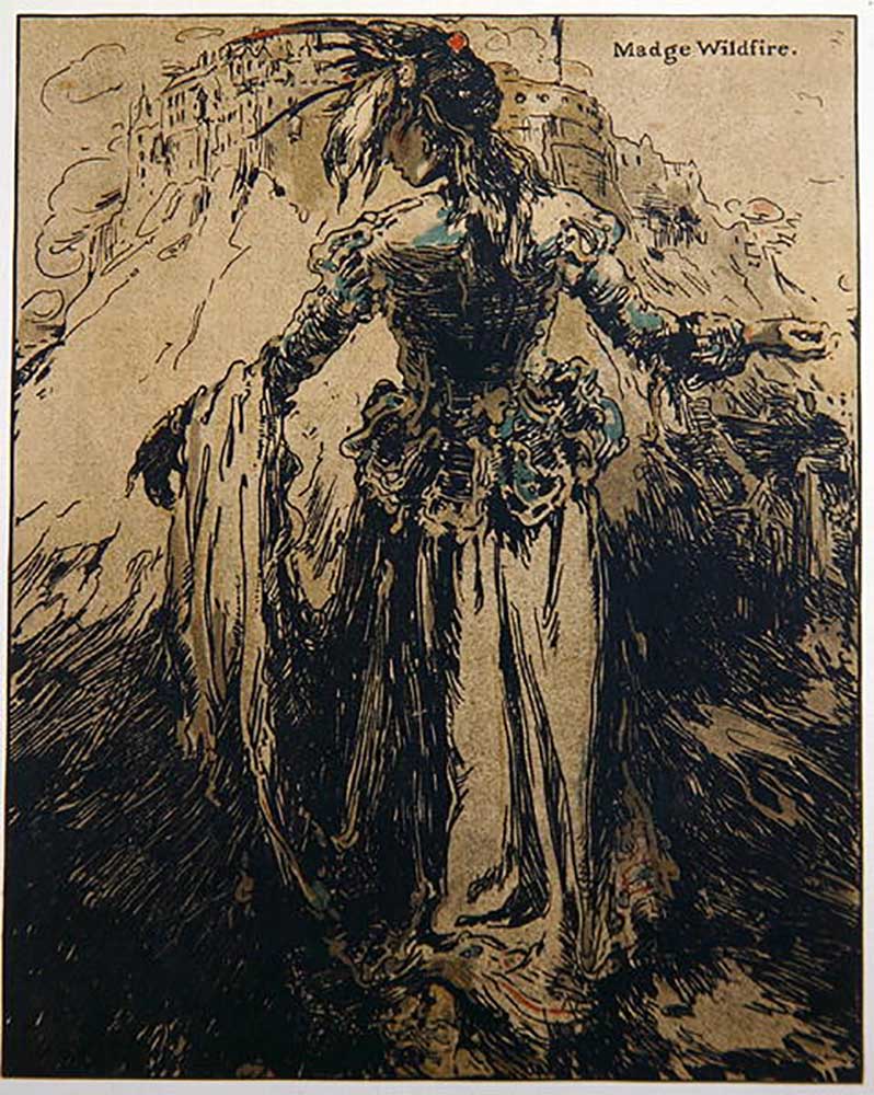 Madge Wildfire, illustration from Characters of Romance, first published 1900 à William Nicholson