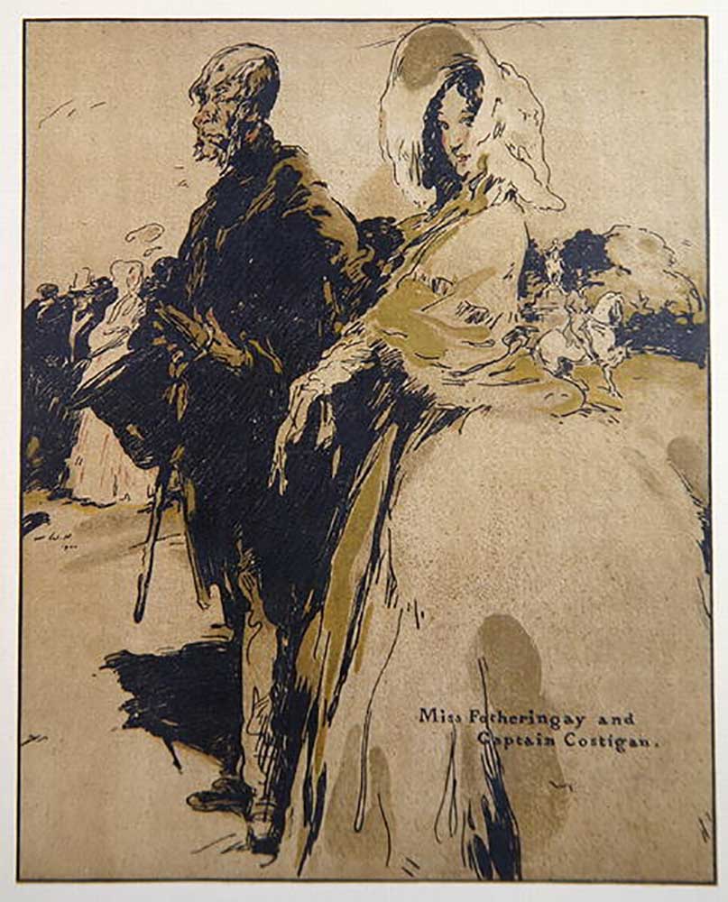 Miss Fotheringay and Captain Costigan, illustration from Characters of Romance, first published 1900 à William Nicholson