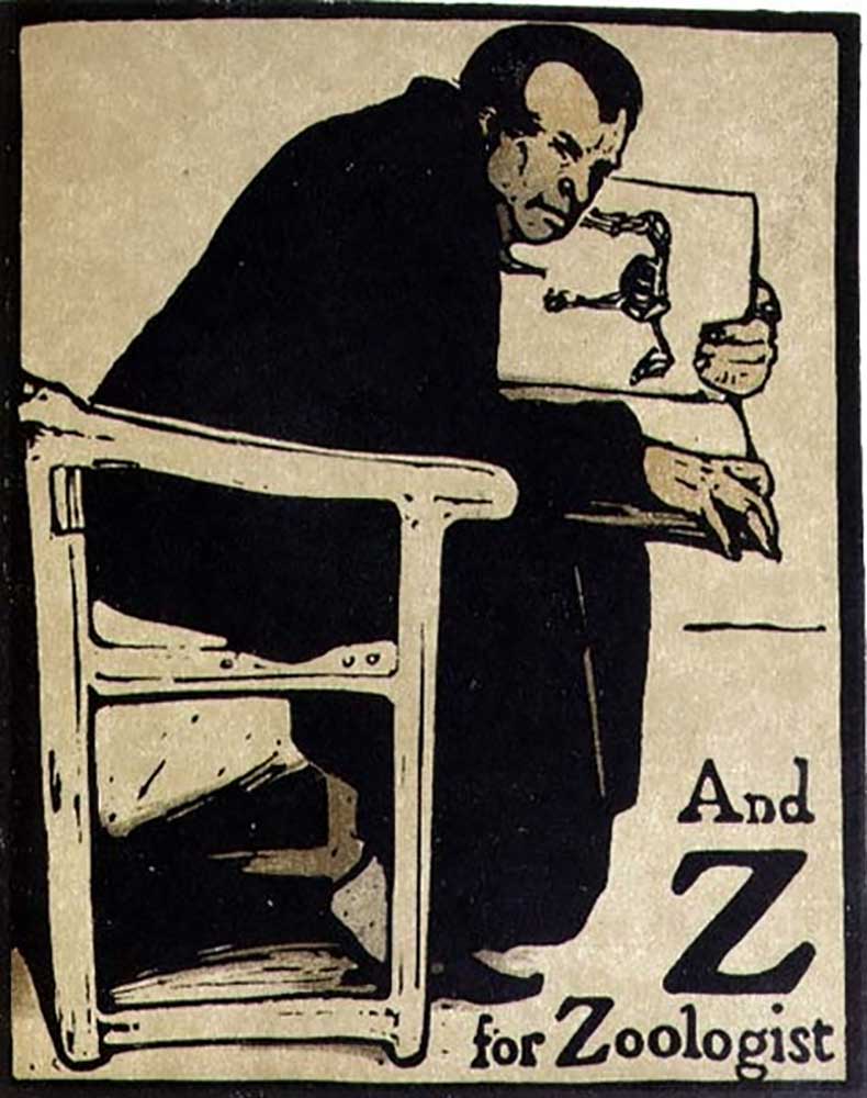 And Z for Zoologist, illustration from An Alphabet, published by William Heinemann, 1898 à William Nicholson
