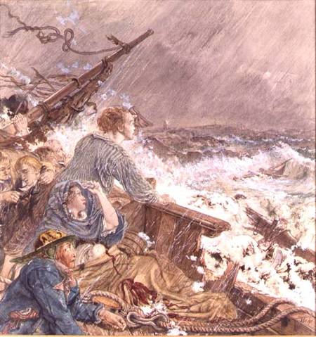 Grace Darling and her father saving the shipwrecked crew à William Scott