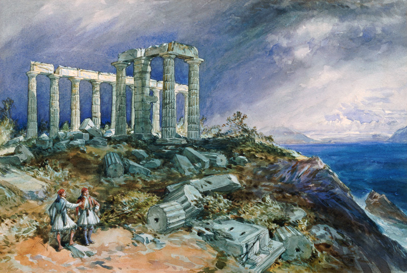 The Temple of Poseidon, Sunium à William Simpson