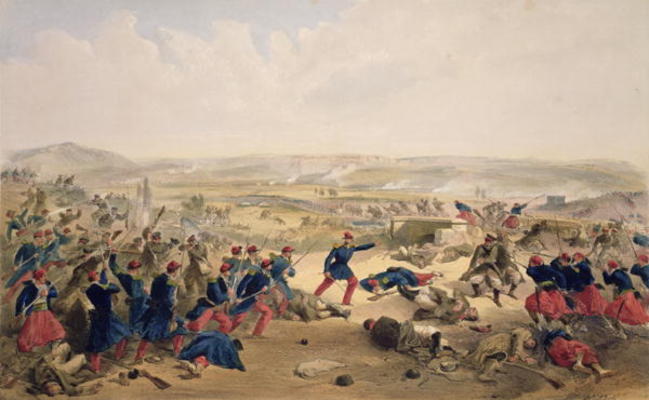 Battle of the Tchernaya, August 16th 1855, plate from 'The Seat of War in the East', pub. by Paul & à William Simpson