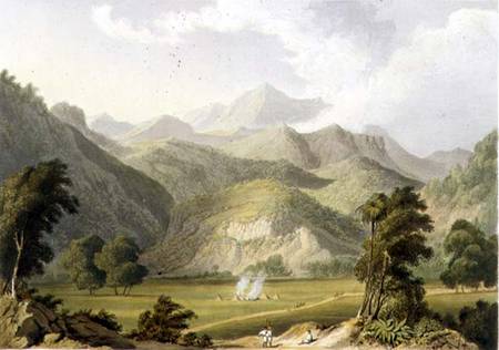 Approach to the Bore Ghaut, from a painting by Lt. Col. Johnson, engraved by T. Fielding and coloure à William Westall