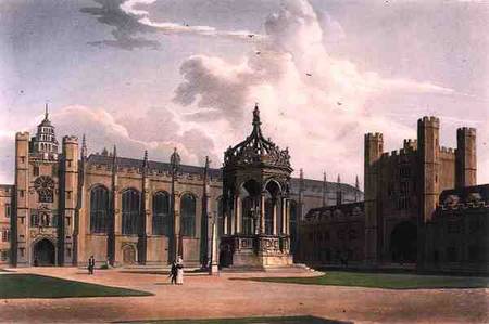 The Court of Trinity College, Cambridge, from 'The History of Cambridge', engraved by J. Bluck (fl.1 à William Westall