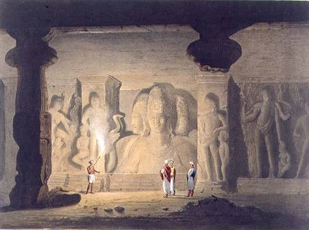 The Great Triad in the Cave Temple of Elephanta, near Bombay, in 1803, from Volume II of 'Scenery, C à William Westall