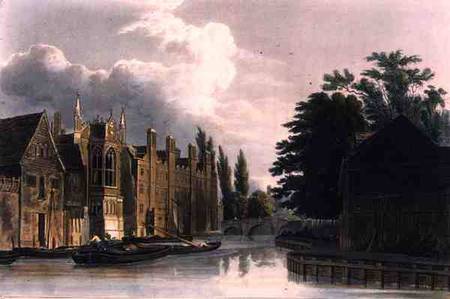 St. John's College, from Fisher's Lane, Cambridge, from 'The History of Cambridge', engraved by Jose à William Westall