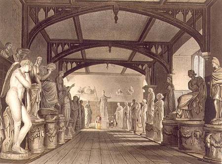 The Statue Gallery, illustration from the 'History of Oxford', engraved by Frederick Christian Lewis à William Westall