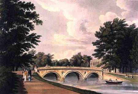Trinity College Bridge, Cambridge, from 'The History of Cambridge', engraved by Joseph Constantine S à William Westall