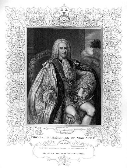 Portrait of Thomas Pelham-Holles, 1st Duke of Newcastle à William le Jeune Holl