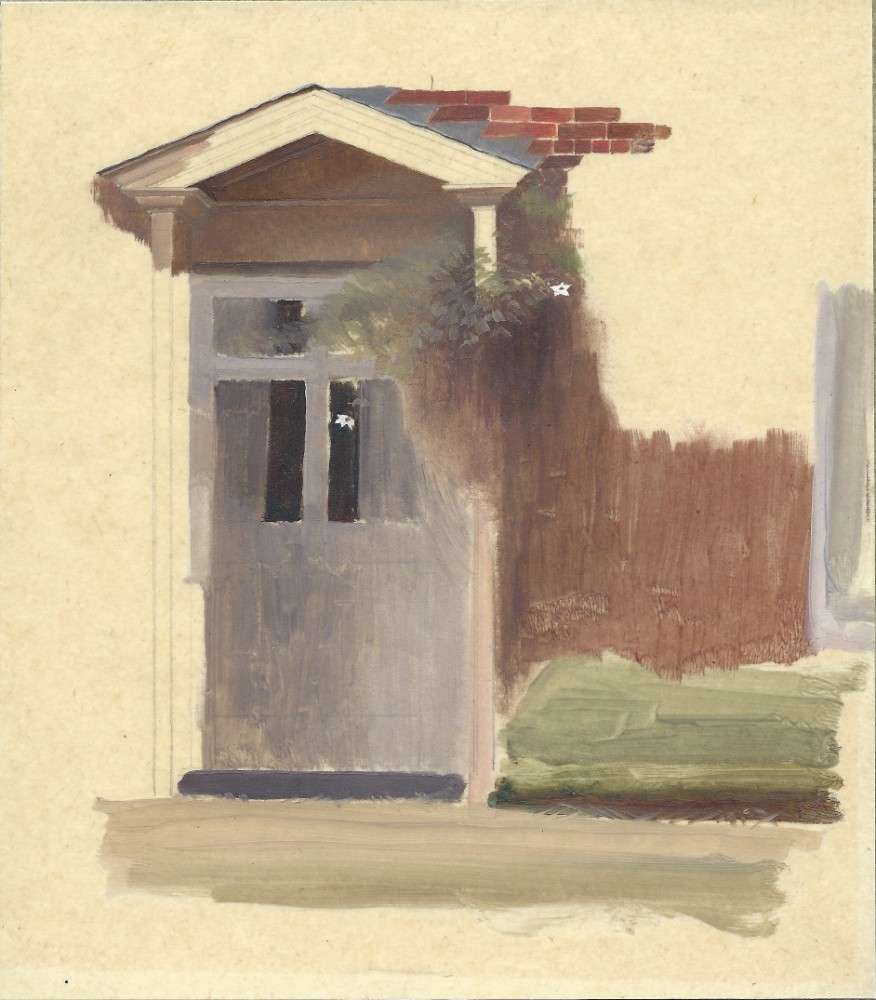 The front door of Line Holt Farm House à Winifred Knights