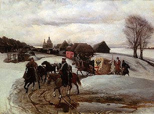 Le voyage de remblai du Zaren au printemps, à l'époque Aleksei Michailowitsch. à Wjatscheslaw Grigor. Schwarz