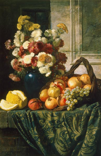 nature morte avec des fleurs et des fruits à Wladimir D. Sswertschkoff