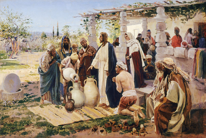 The Miracle of Turning Water into Wine at Cana à Wladimir Jegorowitsch Makowski