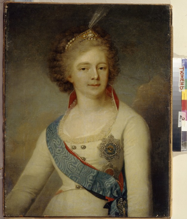 Portrait of Empress Maria Feodorovna (1759-1828) in the Chevalier Guard uniform à Wladimir Lukitsch Borowikowski