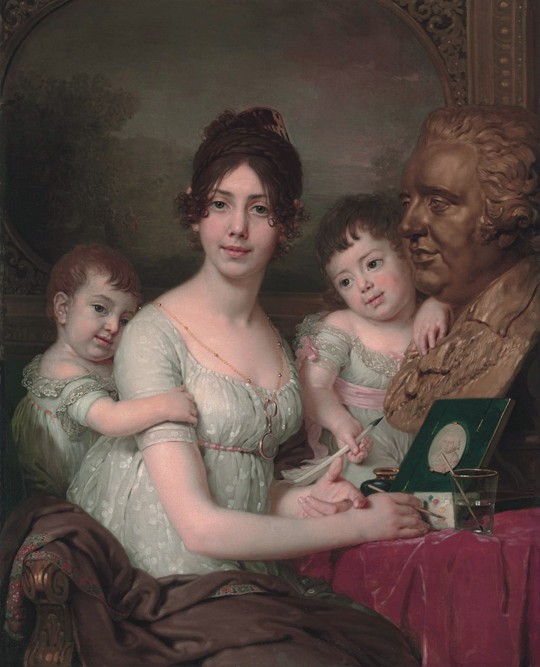 Portrait of Countess Liubov Ilyinichna Kusheleva, née Bezborodko (1783-1809) with children à Wladimir Lukitsch Borowikowski