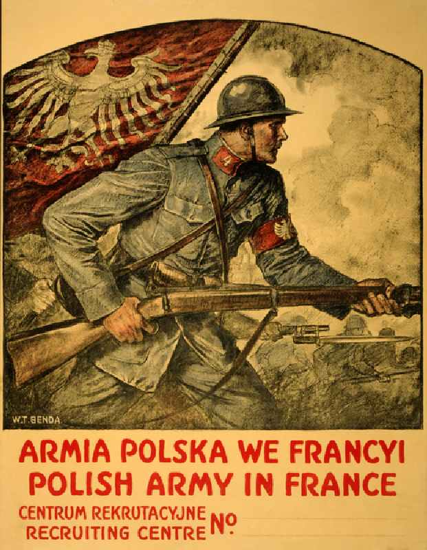 Armia Polska We Francyi, c.1917 (colour litho) à Wladislaw Theodore Benda