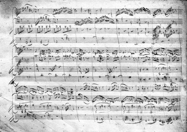 Trio in G major for violin, harpsichord and violoncello (K 496) 1786 (2nd page) à Wolfgang Amadeus Mozart