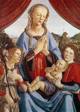 The Virgin and Child with Two Angels, c.1470''s (egg tempera on wood)