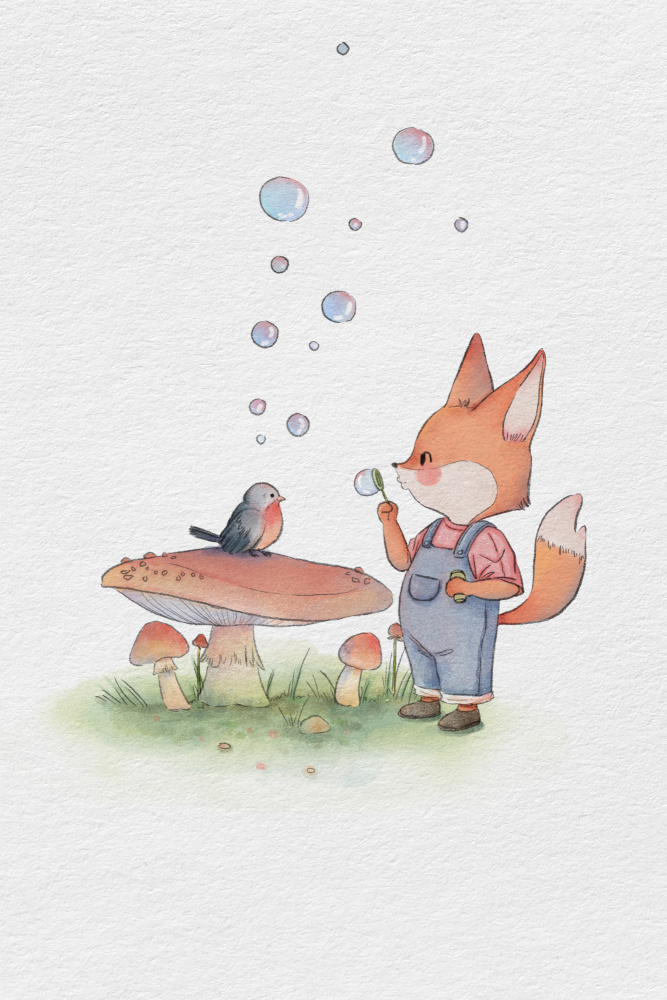 Fox and Bird Illustration à Xuan Thai