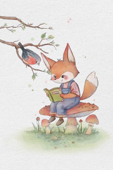 Fox and Bird Illustration