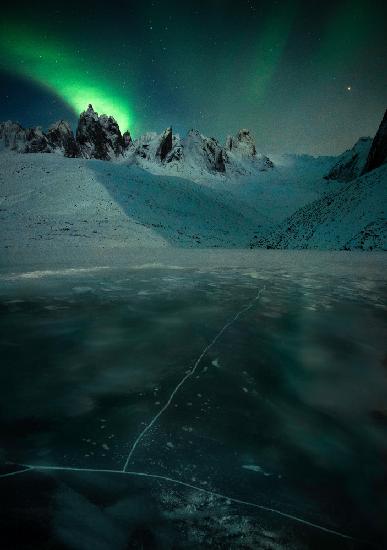 Aurora over Mount Monolith