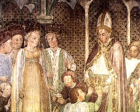Queen Theodolinda and Pope Gregory the Great (c.540-604) Exchanging Gifts à Zavattari  Family
